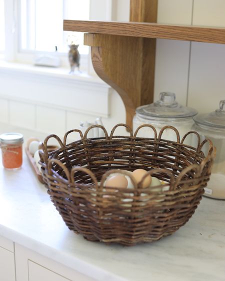 this scalloped basket is everything! from eggs to fresh bread to linens to fruit! this is the large size.

#LTKhome #LTKstyletip