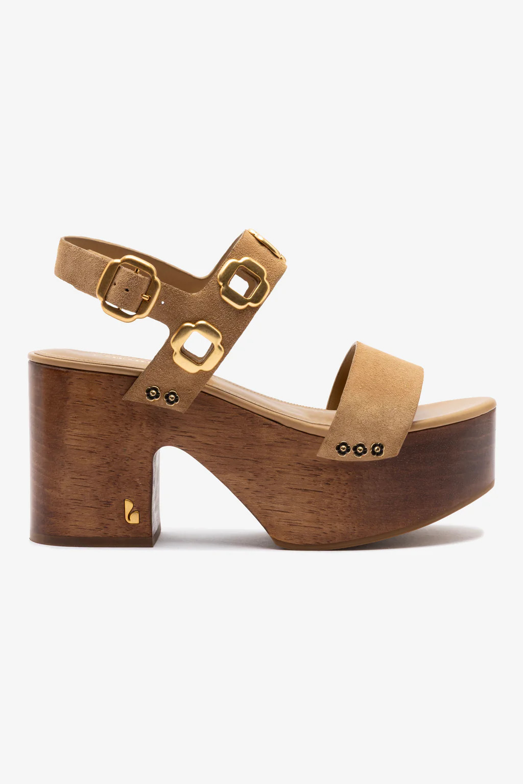 Miso Wooden Platform Sandal In Peanut Suede | Larroude