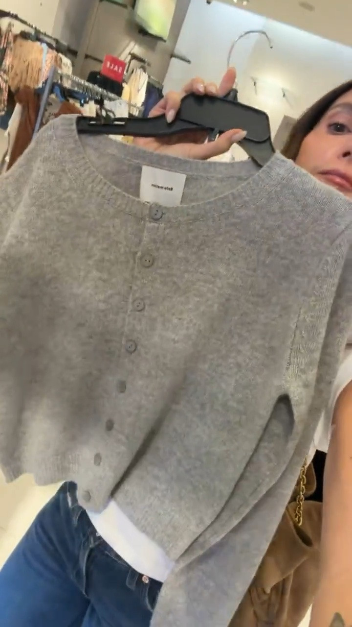 Look for less cardigan from Quince.