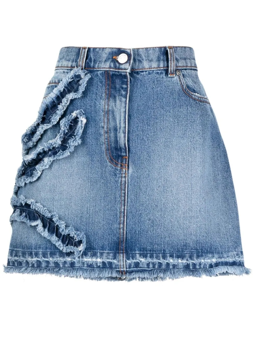 MSGM gathered-detail Denim Skirt  - Farfetch | Farfetch Global