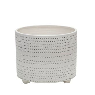 Set of 2 Ceramic Footed Planter with Dots Ivory - Sagebrook Home | Target