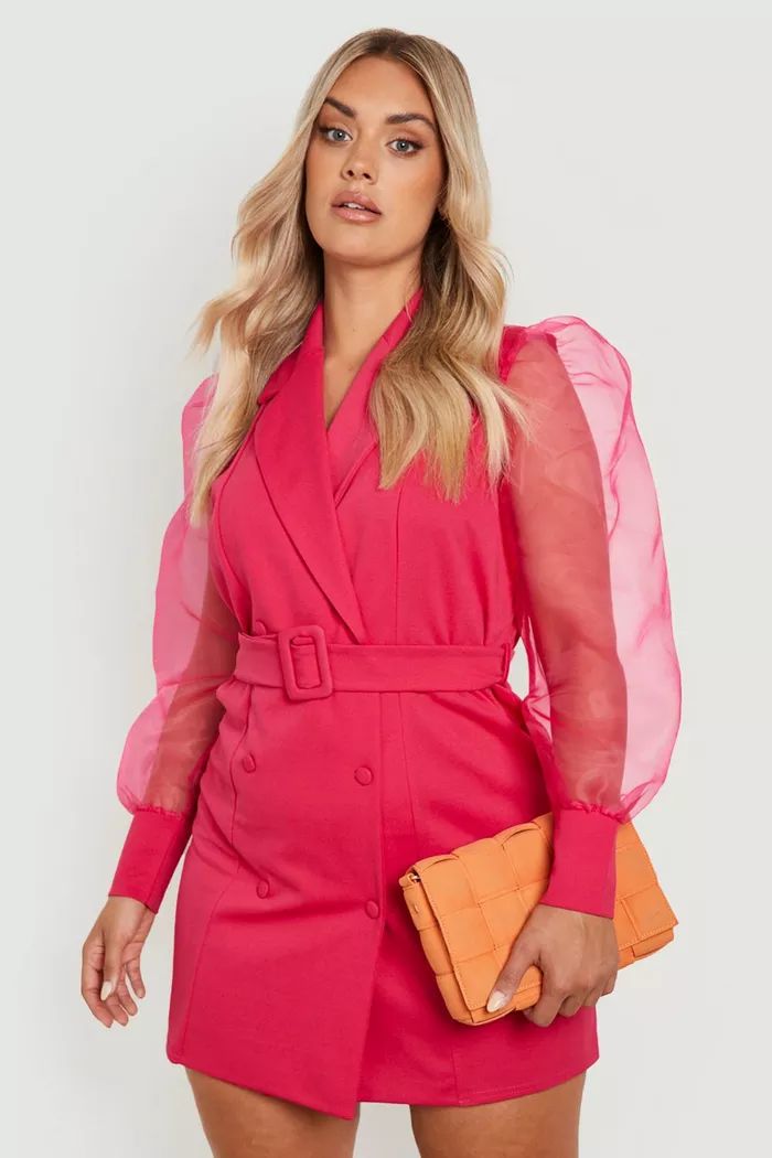 Plus Organza Sleeve Blazer Dress | boohoo (US & Canada)