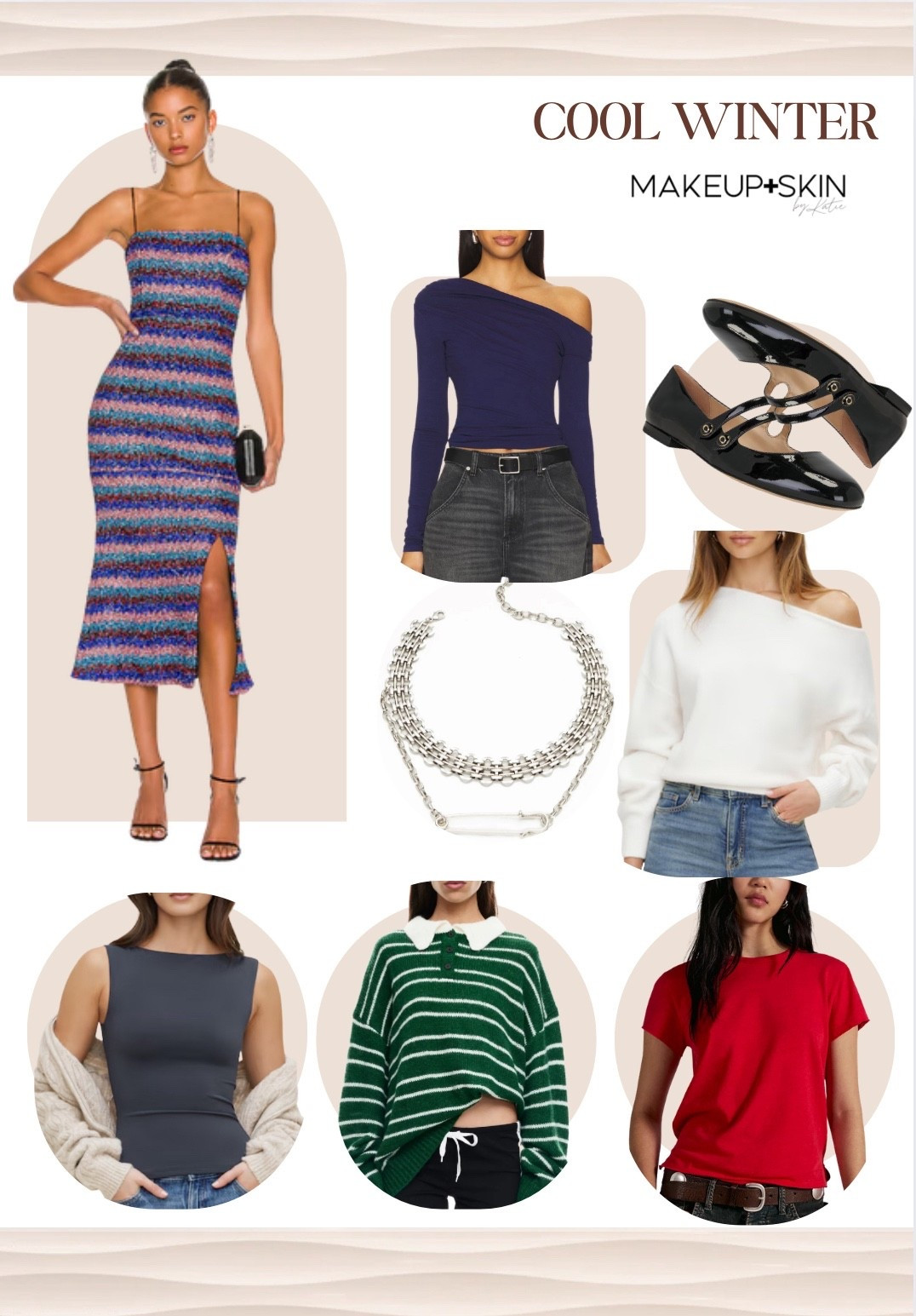 Cool Winter, you need colors that stay clearly cool and clean. Blue-based red, cool emerald, icy blue, charcoal, and bright white are safe bets. Avoid warm browns, coral, camel, and creamy neutrals because warmth quickly dulls the look.

#LTKgrwm #LTKdayinmylife #LTKFindsUnder100