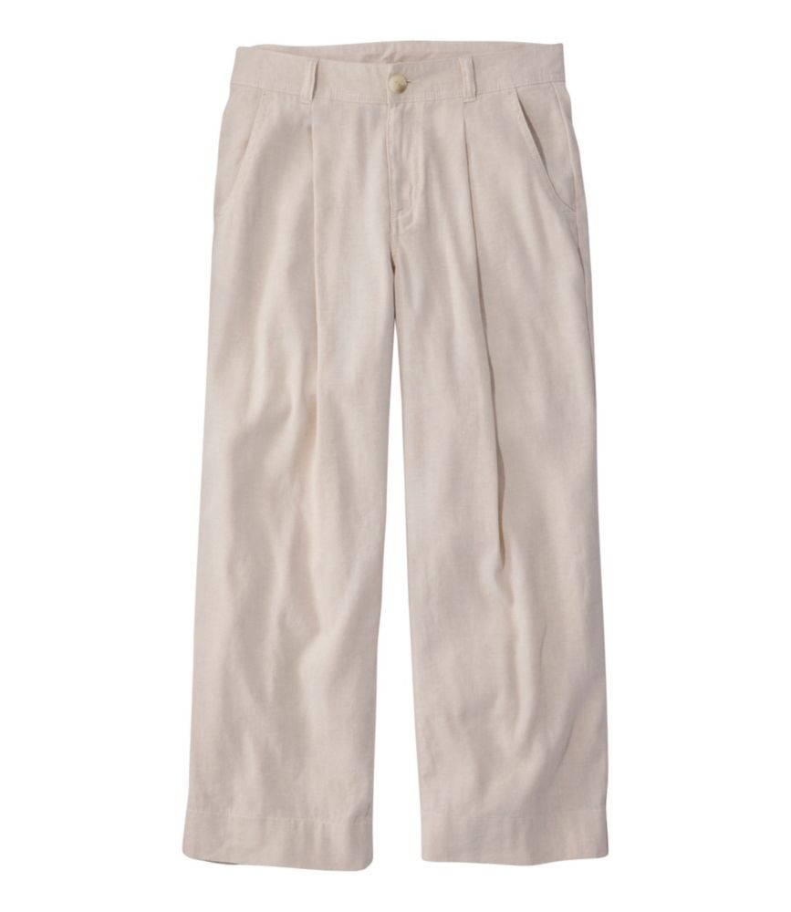 Women's Lakeside Linen-Blend Pants, Crop Sandbar 4 L. L.Bean | L.L. Bean