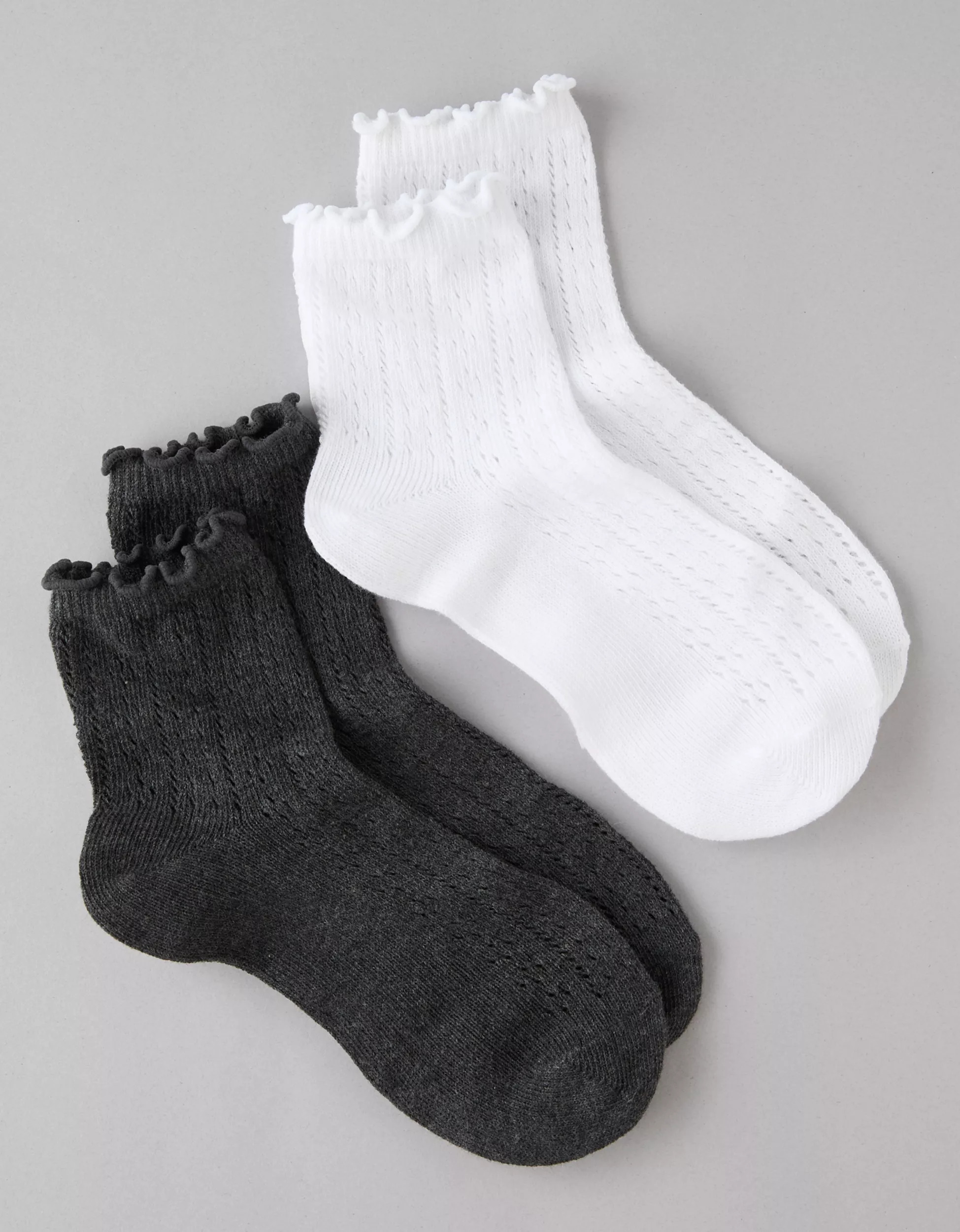 AE Pointelle-Knit Boyfriend Socks 2-Pack | American Eagle Outfitters (US & CA)