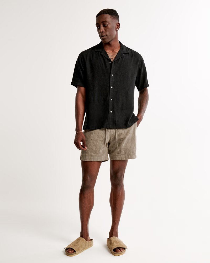 Camp Collar Summer Linen-Blend Shirt | Abercrombie & Fitch (US)