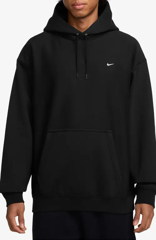 Nike Fleece Hoodie in 010 Black/black/white at Nordstrom, Size Medium | Nordstrom