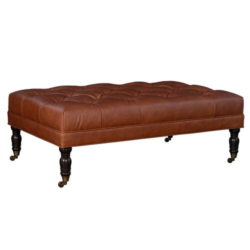 Anna Cocktail Ottoman, Leather | One Kings Lane