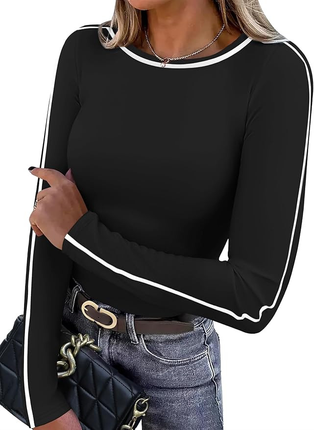 Sampeel Womens Long Sleeve Shirts Basic Going Out Tops Fall Fashion Trendy 2025 Workout Outfits Y... | Amazon (US)