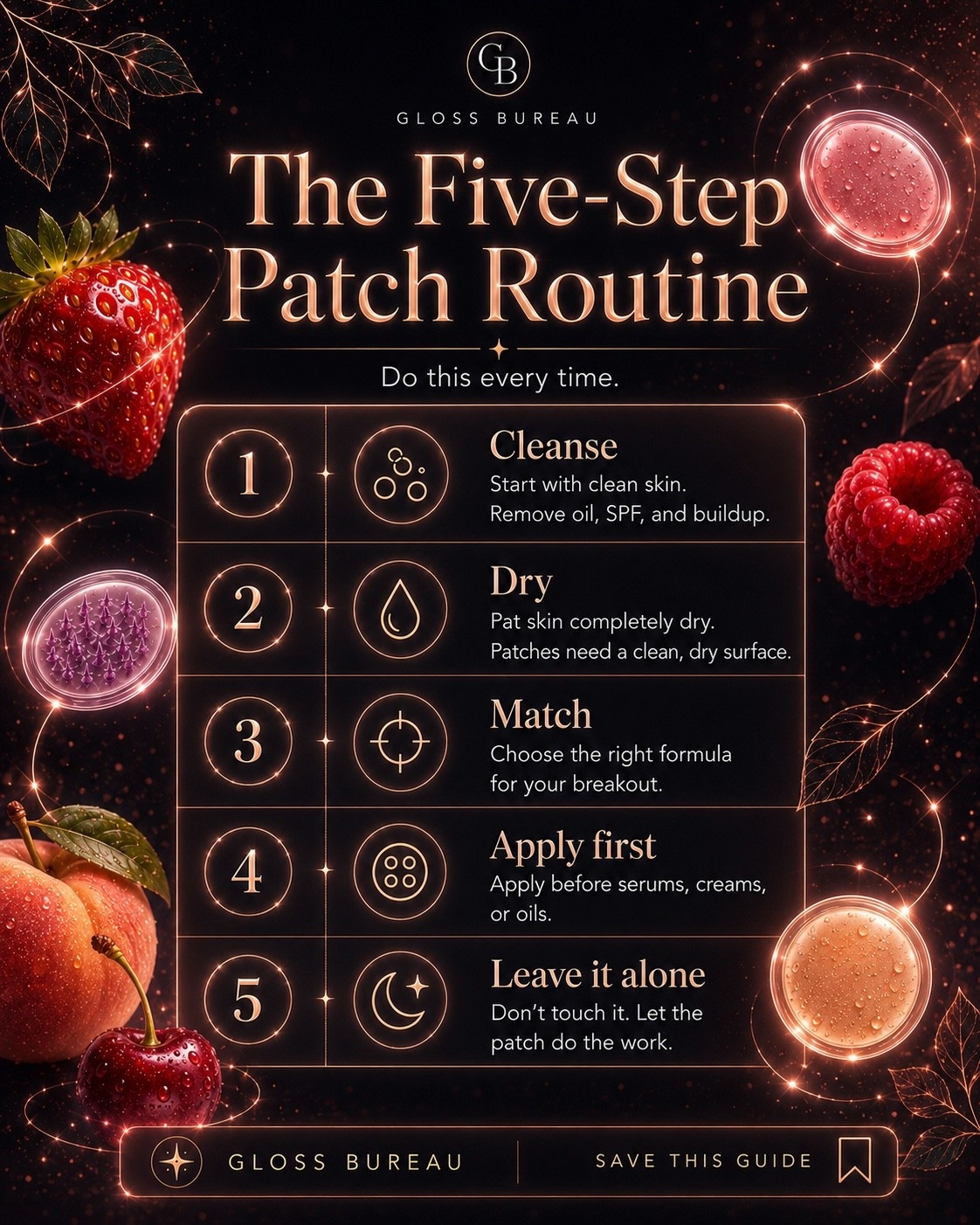 Are you getting the most out of your blemish patches, or are they sliding off into the abyss of your pillowcase? 🛑 If your routine looks like a haphazard midnight rescue mission, it's time to streamline. We broke down the non-negotiable Five-Step Patch Routine—from proper skin prep to the golden rule of leaving it alone. Save this guide for your next breakout emergency.

#GlossBureau #SkincareEducation #BlemishPatches #ActiveSkincare #SkinPrep

#LTKmorningroutine #LTKSaleAlert #LTKBeauty
