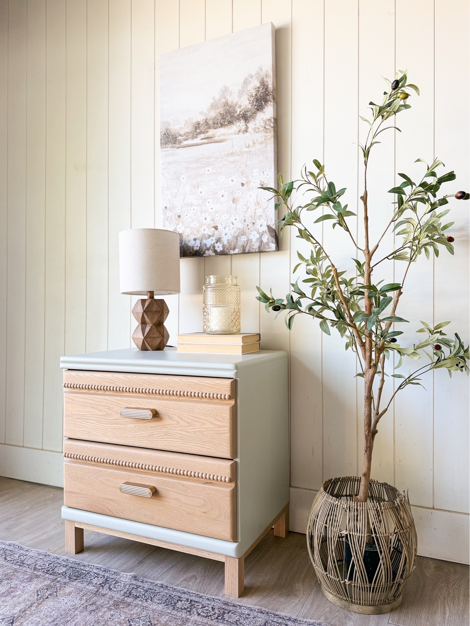 Oak nightstand makeover