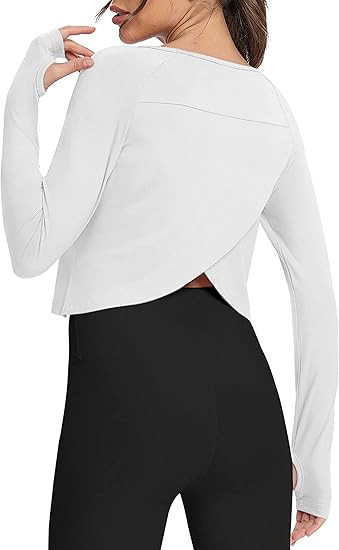 Bestisun Long Sleeve Athletic Workout Shirts Sports Yoga Gym Crop Tops for Women | Amazon (US)