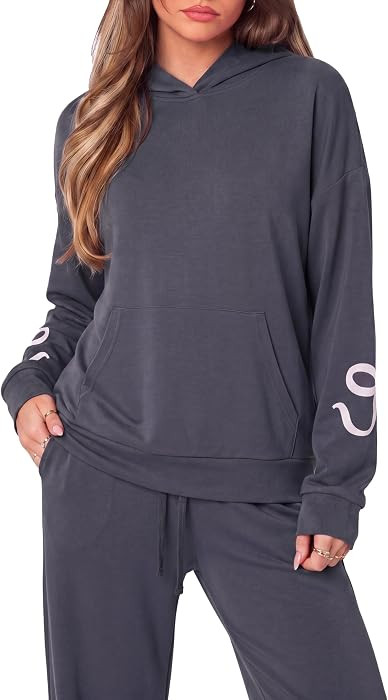 SUUKSESS Women 2 Piece Sets 2025 Oversized Hoodie Sweatshirt Wide Leg Sweatpants | Amazon (US)