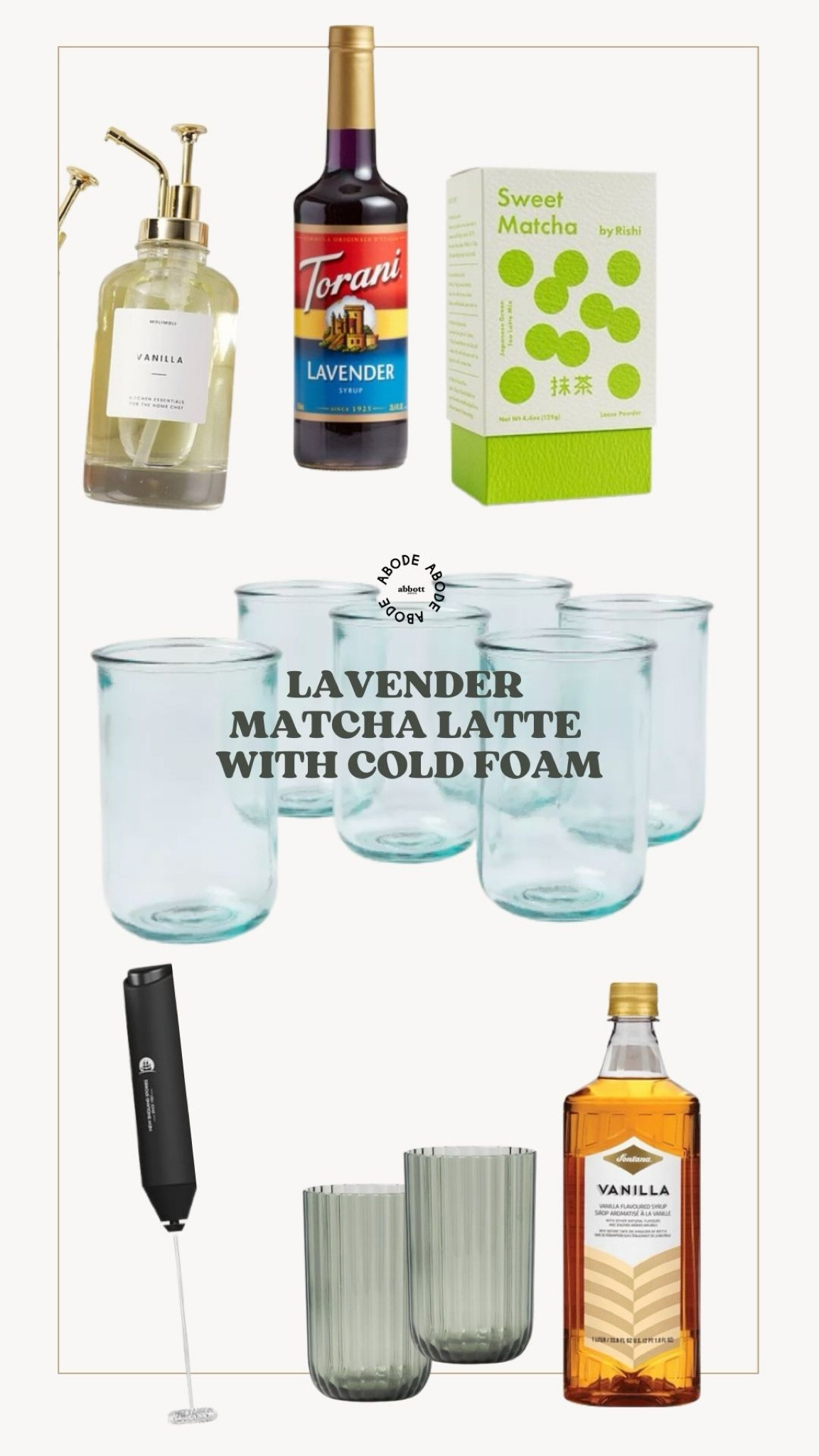 Everything I use to make an iced matcha latte with lavender cold foam at home!

#LTKHome