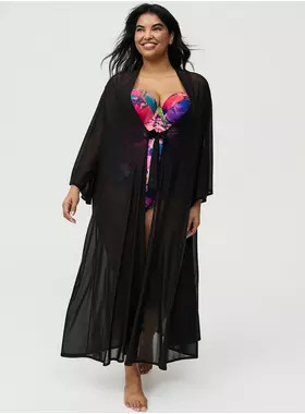 Tie Front Maxi Swim Kimono | Torrid (US & Canada)