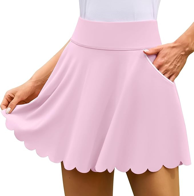 ATTRACO Tennis Skirts for Women with Shorts and Pockets Scalloped Athletic Golf Skorts | Amazon (US)