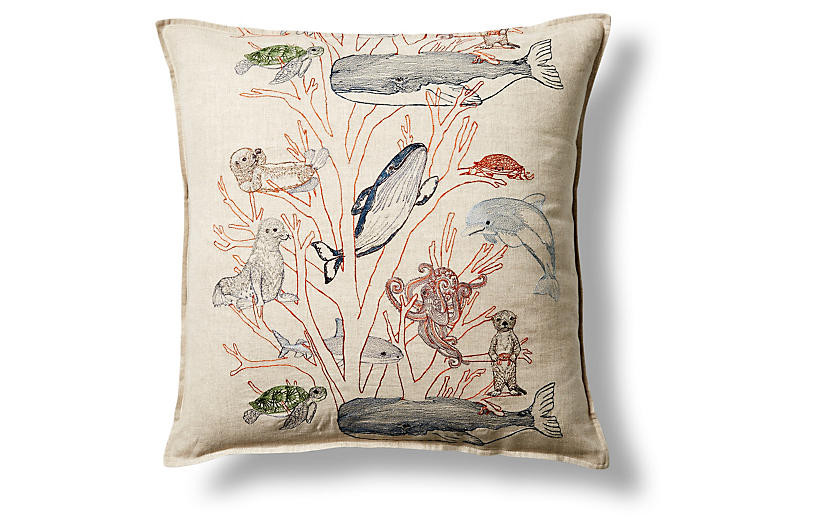 Coral Forest 20x20 Linen Pillow | One Kings Lane