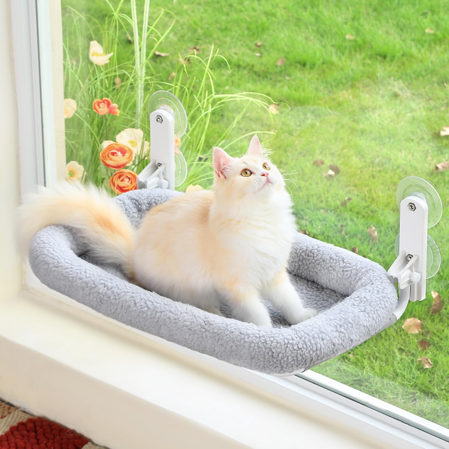 Foldable Cat Hammock for Window - Cordless, Embeded Machine Washable Bed, Robust Metal Frame - Ca... | Amazon (US)
