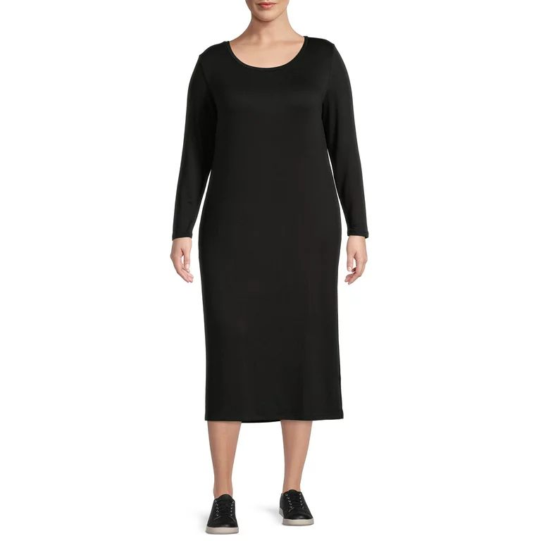Terra and Sky Women's Plus Size Knit Midi Dress with Side Slits | Walmart (US)