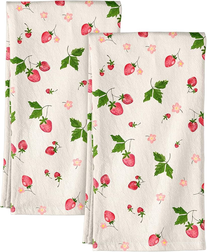 Miss Adola Flour Sack Kitchen Towels - Set of 2 Spring Dish Towels with Hanging Loop 18x26 Inch A... | Amazon (US)