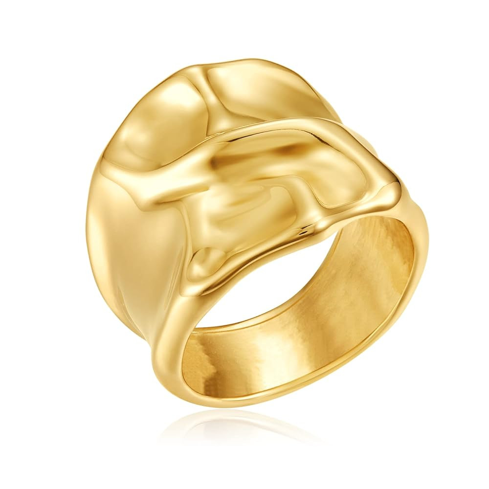 YADUDA Gold Silver Rings Set for Women Chunky Statement Rings ZC Dome Evil Eye Croissant ring Thi... | Amazon (US)
