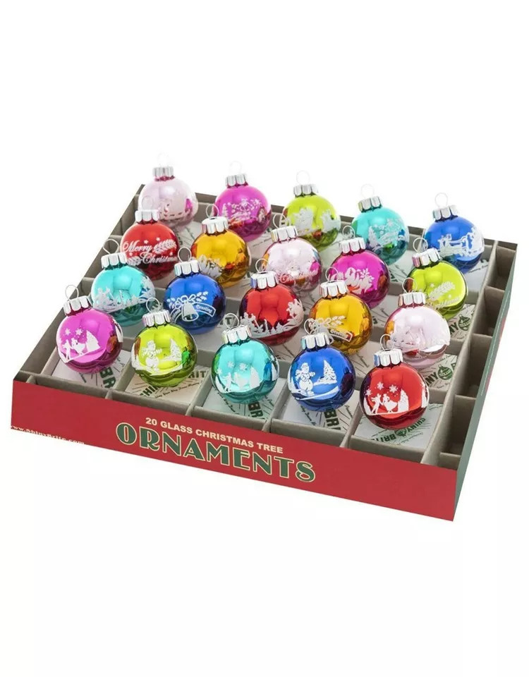 Shiny Brite Christmas Confetti Ball Multicolor Flocked Mini Ornament Set 20 1.2" | eBay US