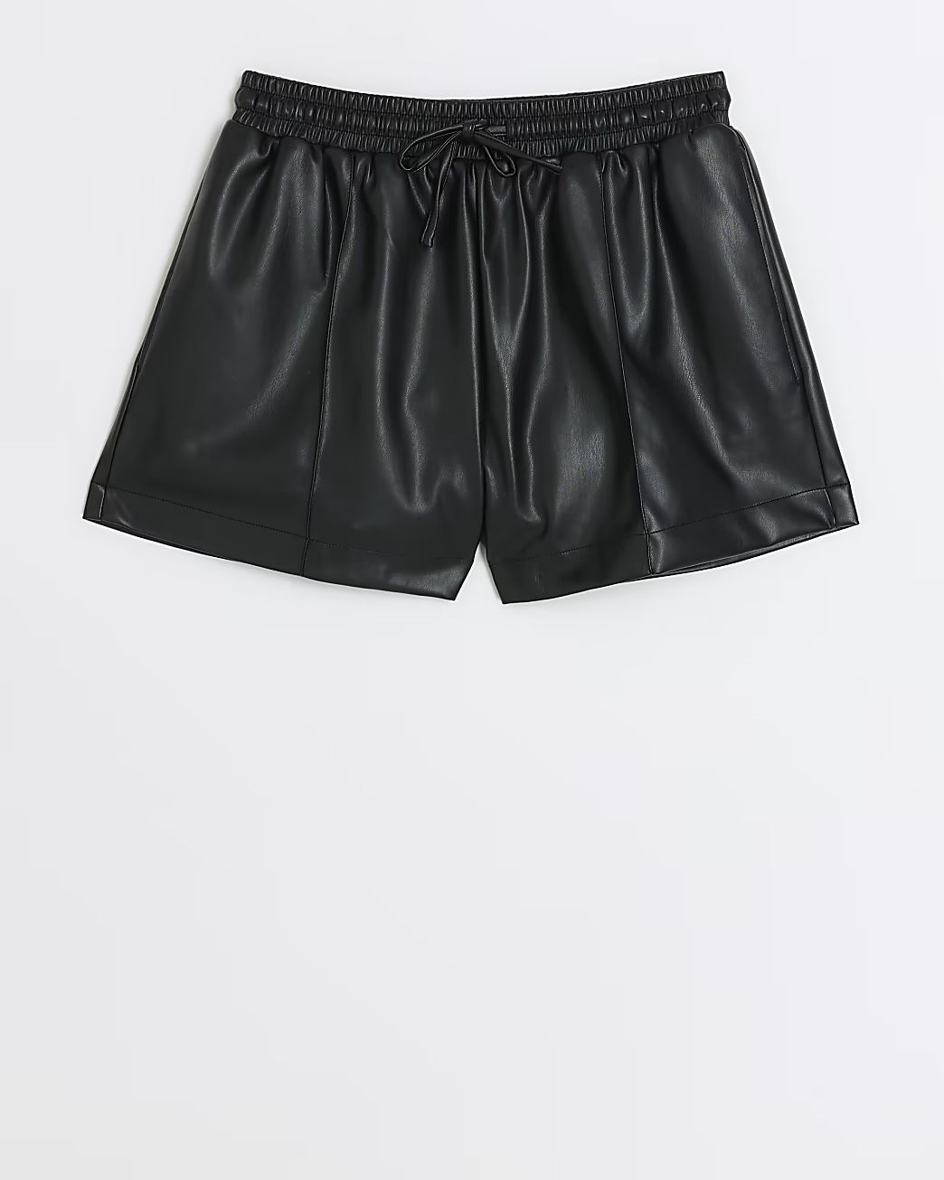 Black faux leather elasticated shorts | River Island (UK & IE)