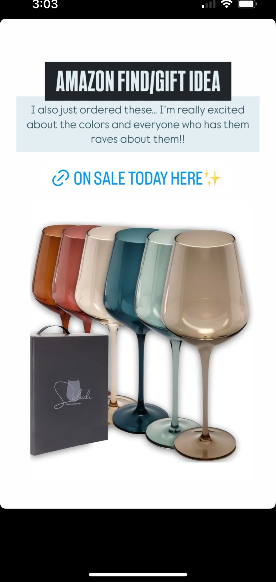 Love the unique colors of these wine glasses. On sale now!

Gift Idea
Under $100
Hostess gifts

#LTKSaleAlert #LTKHoliday #LTKFindsUnder100