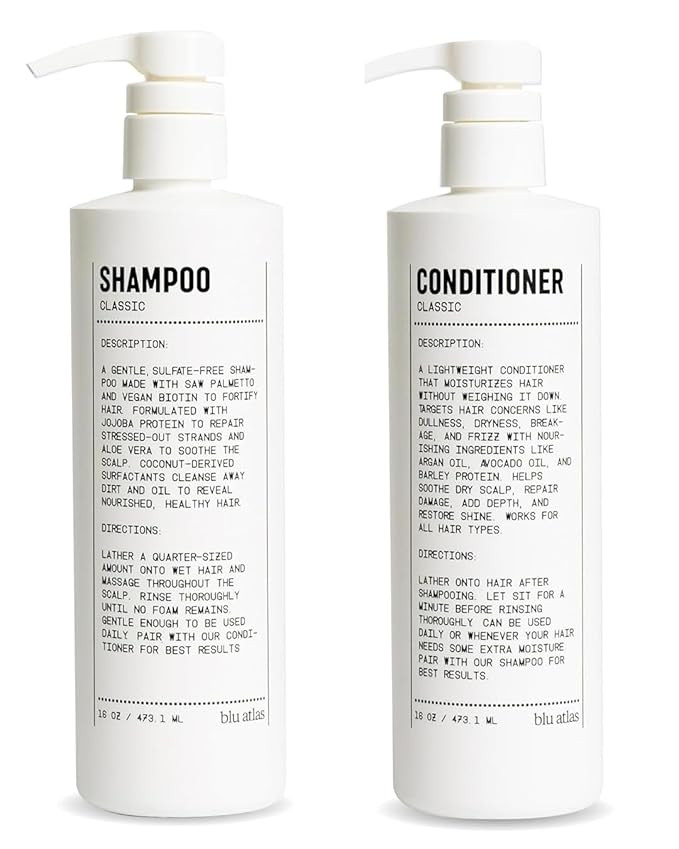 Blu Atlas Men's Shampoo and Conditioner Bundle - Classic Scent - Hydrating, Nourishing Conditione... | Amazon (US)