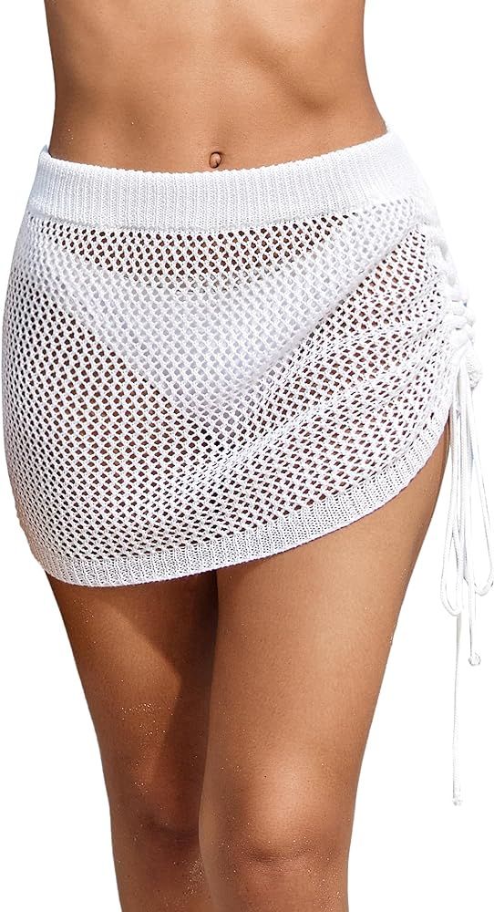 AI'MAGE Women's Crochet Cover Up Skirt 2024 Knit Drawstring Beach Skirt Coverups for Swimwear XS-... | Amazon (US)