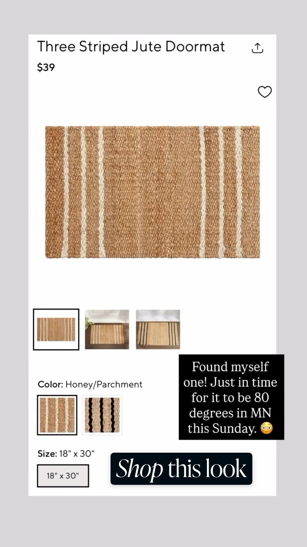 Finally purchased myself a new doormat for spring! Just in time for it to be 80 degrees in MN this Sunday. 😳 I went with the white stripes and also linked a few other options I was eyeing. @Target @luluandgeorgia 

#LTKSeasonal #LTKHome