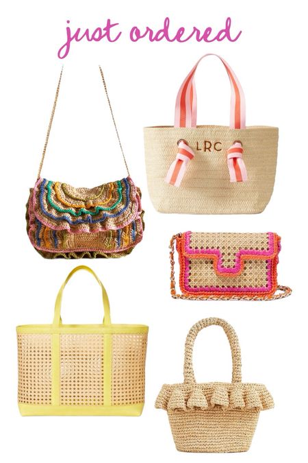 Colorful straw vacation bags 