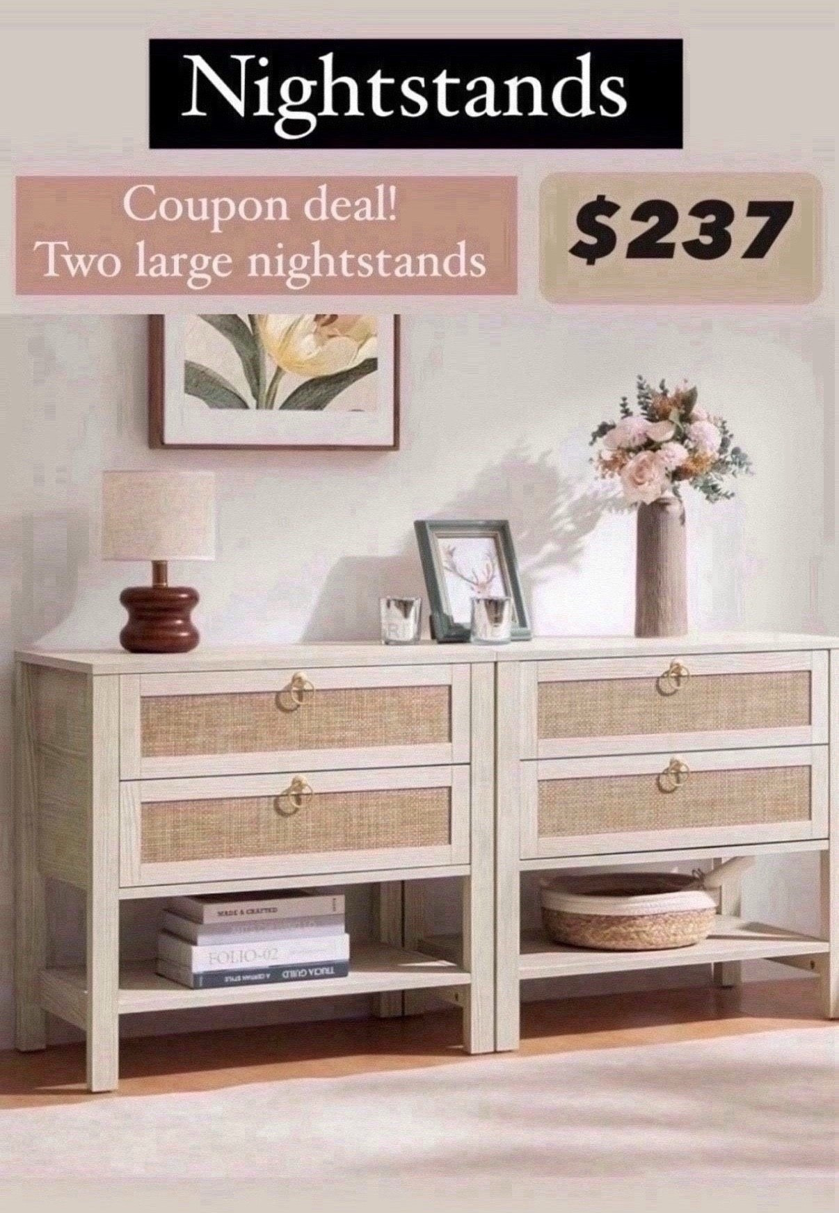 2 large nightstands.  These are very popular if your are looking for aesthetic nightstands 


#nightstand #amazonholiday #fallfavorites2024

 #LTKWatchNow #LTKHome

#LTKSaleAlert