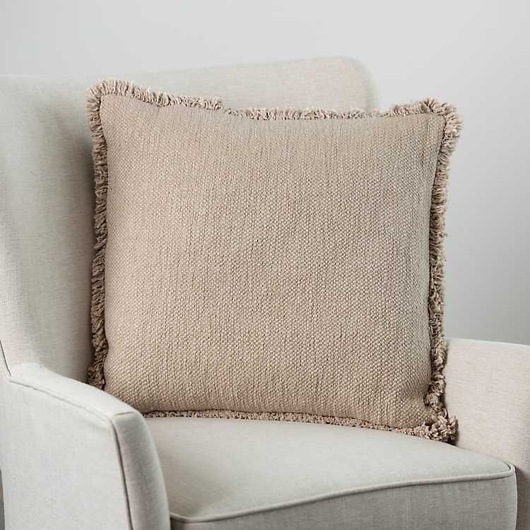 Oatmeal Kaia Textured Fringe Pillow | Kirkland's Home