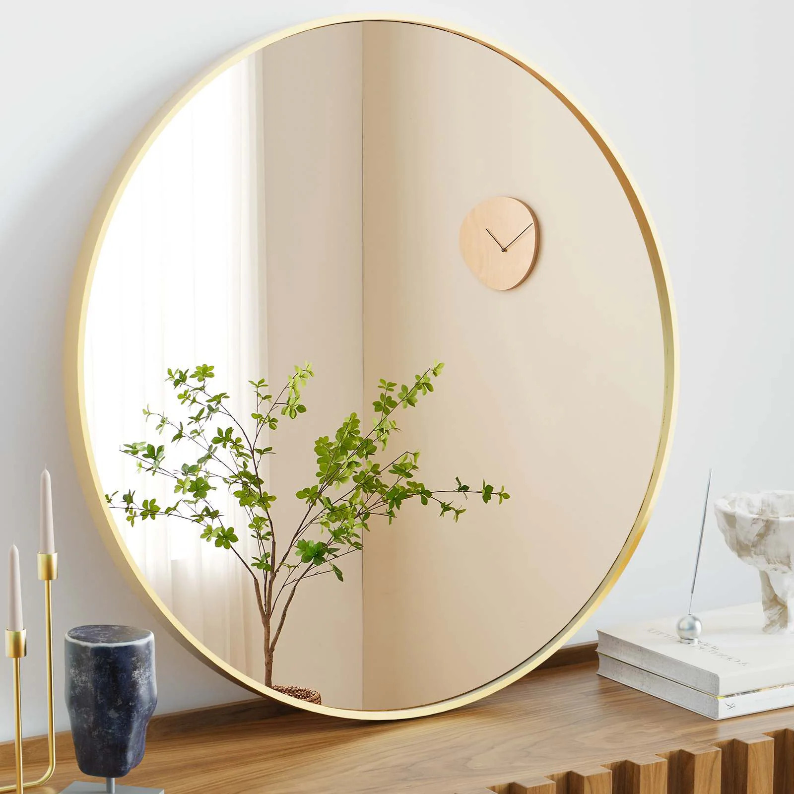 Bestier Round Wall Mirror for Bathroom Over Sink Vanity Entryway Bedroom one_size in Gold | USLOW-HJ867398 | Lowe's