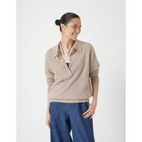 HUSH Cashmere Rich Collared Button Neck Jumper Oatmeal | Marks & Spencer (UK)