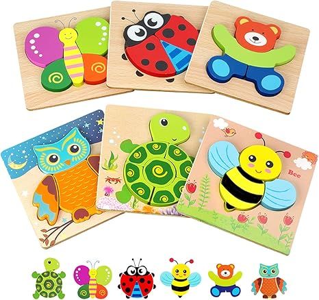 Toddler Puzzles, Wooden Jigsaw Animals Puzzles for 1 2 3 Year Old Girls Boys Toddlers, Educationa... | Amazon (US)