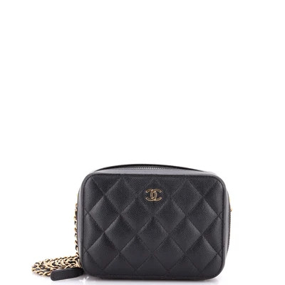 CHANEL Square CC Chain Camera Bag Quilted Caviar Mini | Rebag