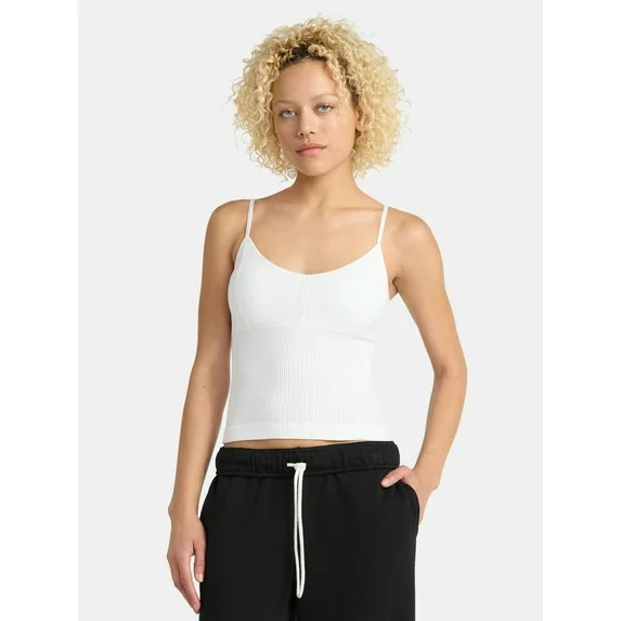 No Boundaries Seamless Miter Textured V-Neck Cami with Demi Cups, Women's - Walmart.com | Walmart (US)