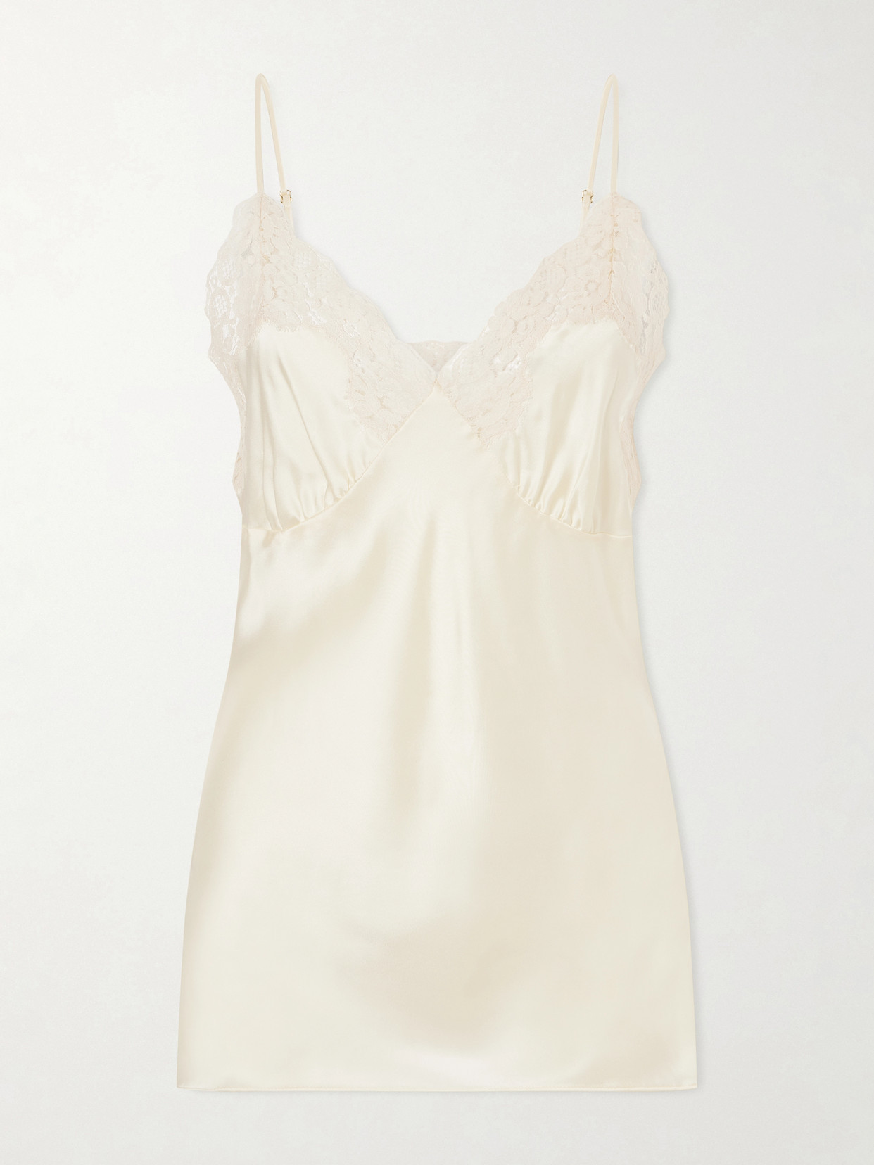 Stella McCartney - Lace-trimmed Silk-satin Top - Neutrals | NET-A-PORTER (US)