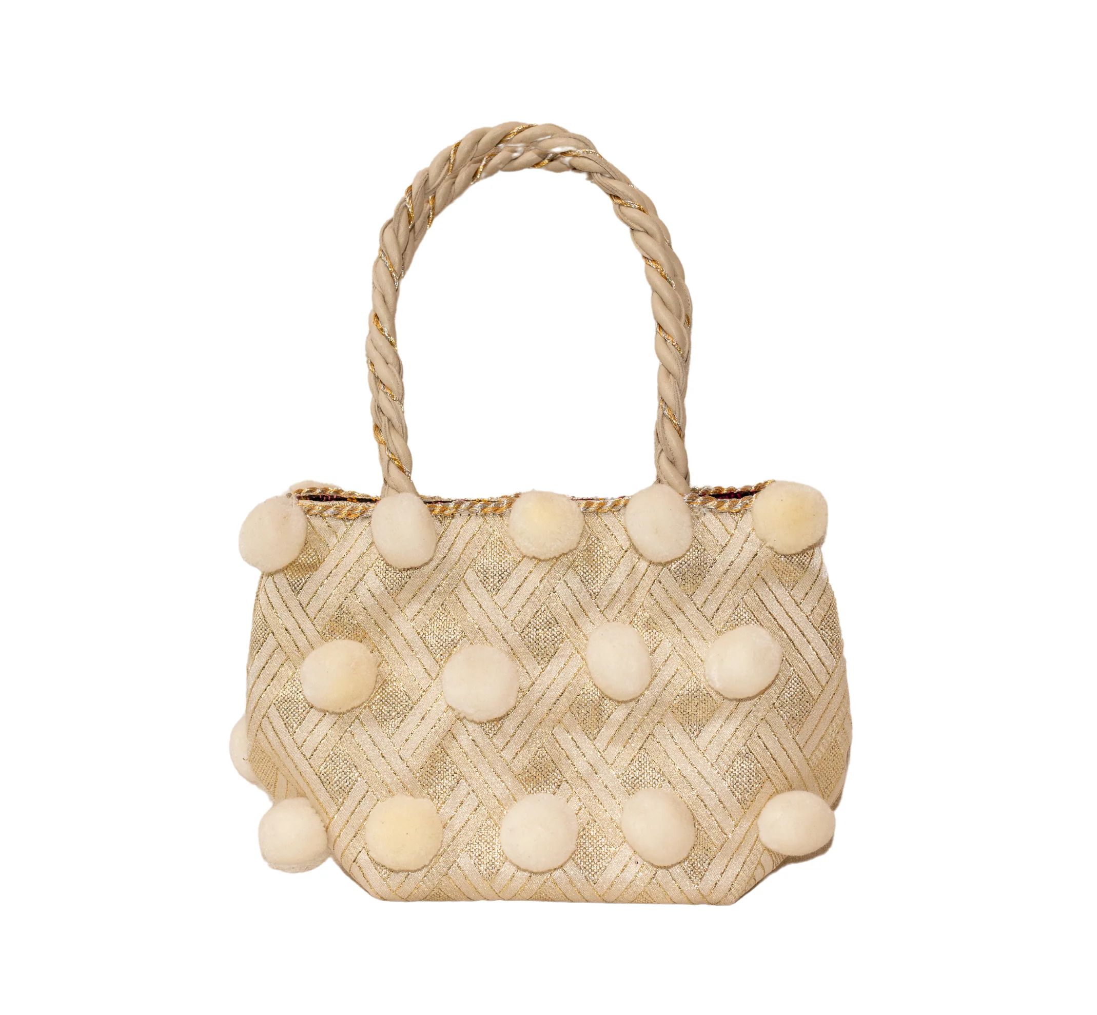 Velada Italian Leather and Guatemalan Textile Pom Pom Purse by Larkin | Support HerStory