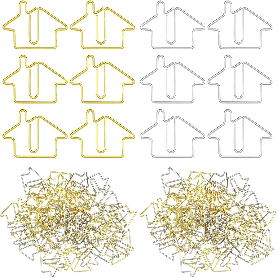 Yeaqee 50 Pcs House Shaped Paper Clips Bookmarks Real Estate Agent Supplies Gold Silver Fun Paper... | Amazon (US)