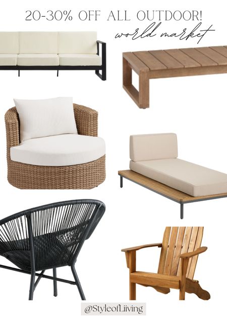 World Market outdoor sale! Outdoor dining sets, patio sets, seating, chairs, dining tables, umbrellas, pillows, lighting, decor, coffee tables, side tables, accessories. All outdoor 20-30% off!! #outdoor #patio

#LTKHome #LTKSaleAlert #LTKSeasonal