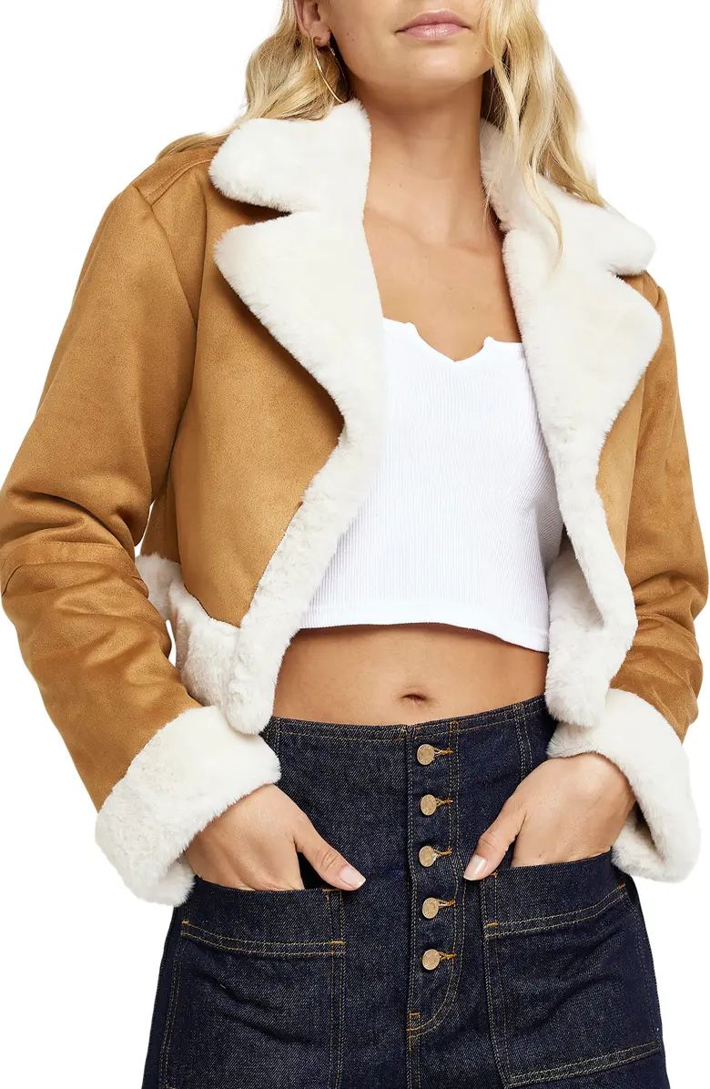 River Island Faux Shearling Crop Jacket | Nordstrom | Nordstrom