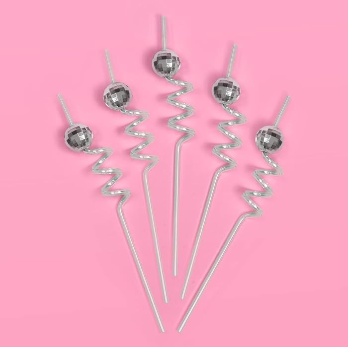 xo, Fetti Disco Ball Reusable Swirly Straw Set - 16 pc | Groovy Birthday Party Supplies, Last Dis... | Amazon (US)