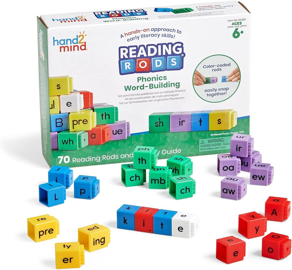 hand2mind Reading Rods Phonics Word-Building, Word Building Activities, Spelling Toys, Montessori... | Amazon (US)