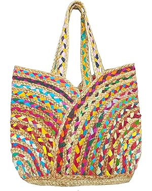 Handmade Jute Cotton Straw Boho Beach Bags Buckets Handbag Shoulder Bag Tote Bag for Women Tassel... | Amazon (US)