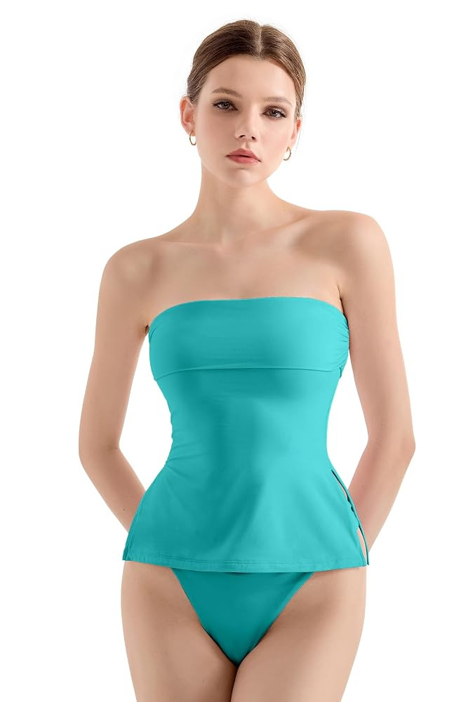 SUUKSESS Women Double Lined Going Out Trendy Tube Tops Side Split Sexy Tank Tops | Amazon (US)