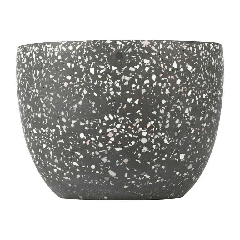 Better Homes & Gardens Terrazzo 8" Round Planter, Black | Walmart (US)