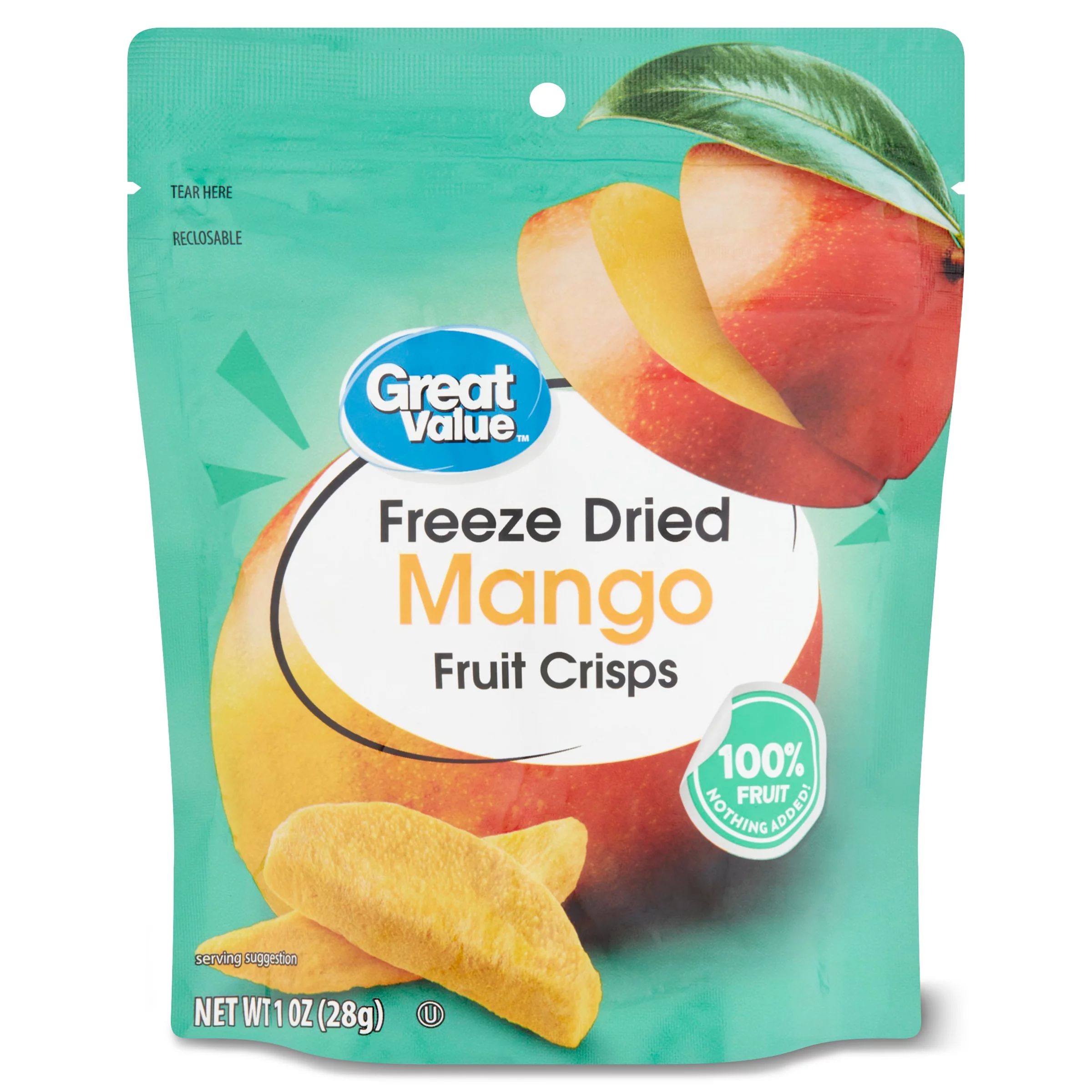 Great Value Freeze Dried Sliced Mango Fruit Crisps 1.0 oz. | Walmart (US)